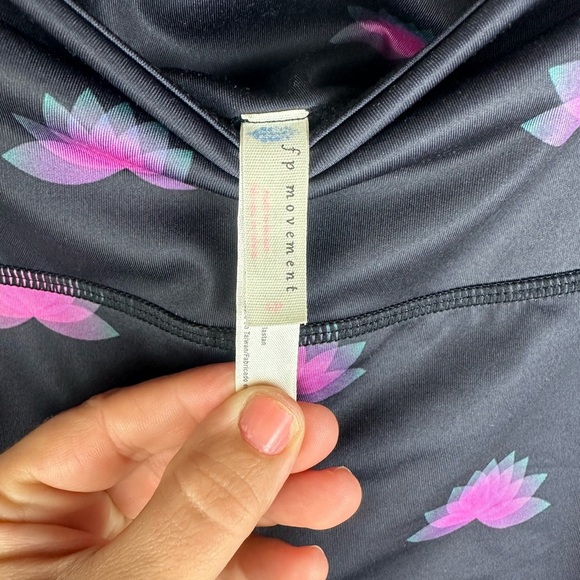 Free People Movement Leggings. Black With Pink And Blue Design. Women's Small. - Picture 6 of 10